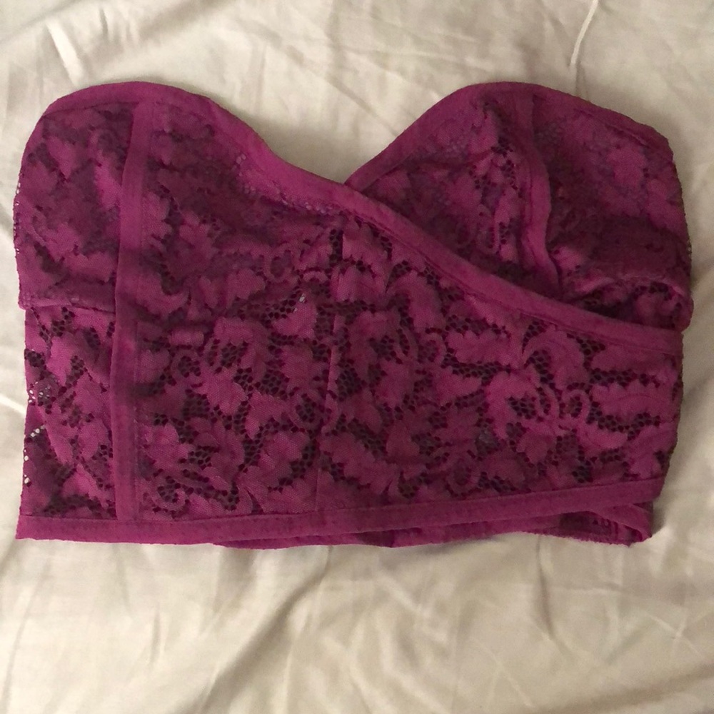 Free People Lace Cropped Bandeau - Raspberry, LRG